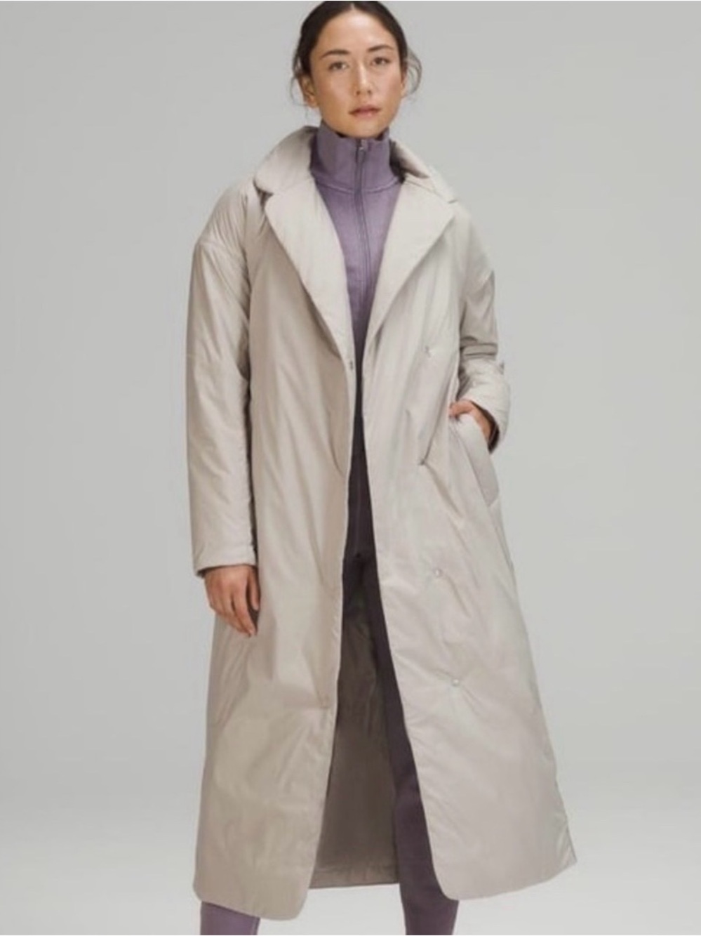 Lululemon Insulated Trench in Raw Linen, size 6